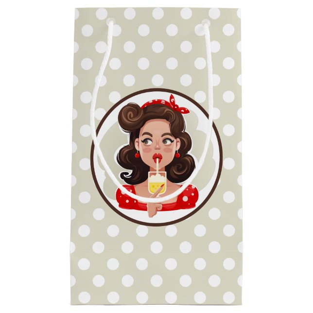 Pequeña Bolsa de regalo de cóctel Chica Cute Retro (Anverso)