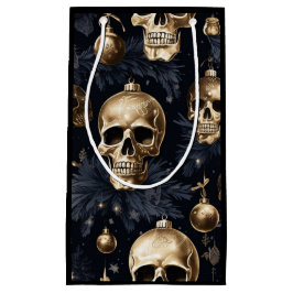 Pequeña Bolsa de regalo de cráneo de oro (negro)