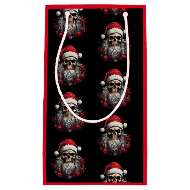 Pequeña Bolsa de regalo de cráneo de Santa (rojo) (Anverso)