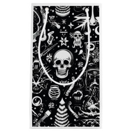Pequeña Bolsa de regalo de cráneo en blanco y negro (blanc