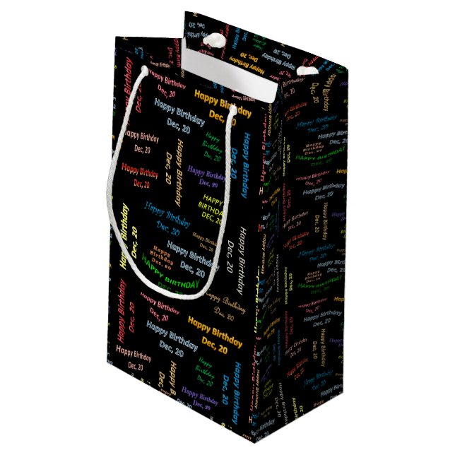 Pequeña Bolsa de regalo de cumpleaños 20 de diciembre (Angulo reverso)