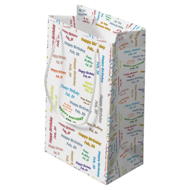 Pequeña Bolsa de regalo de cumpleaños 20 de febrero (Angulo reverso)