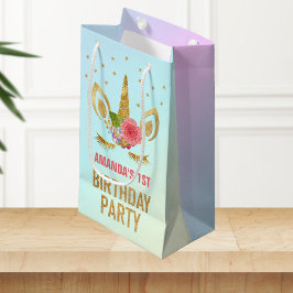 Pequeña Bolsa de regalo de cumpleaños con cara de unicorni