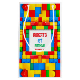 Pequeña Bolsa de regalo de cumpleaños de bloques de edific