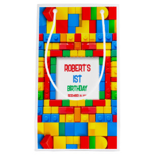 Pequeña Bolsa de regalo de cumpleaños de bloques de edific