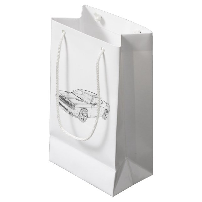 Pequeña Bolsa de regalo de dibujo en blanco y negro Dodge  (Angulo Anverso)