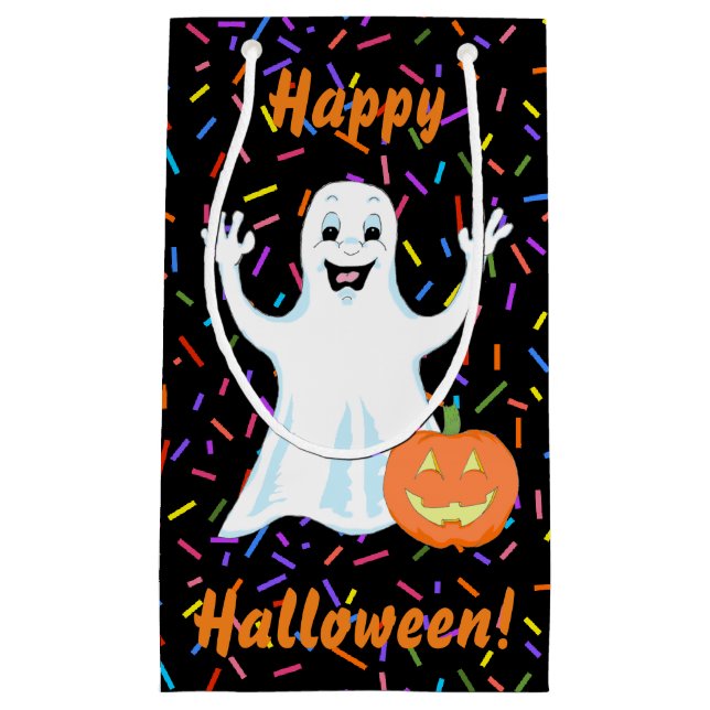 Pequeña Bolsa de regalo de Feliz Fantasma Halloween (Anverso)