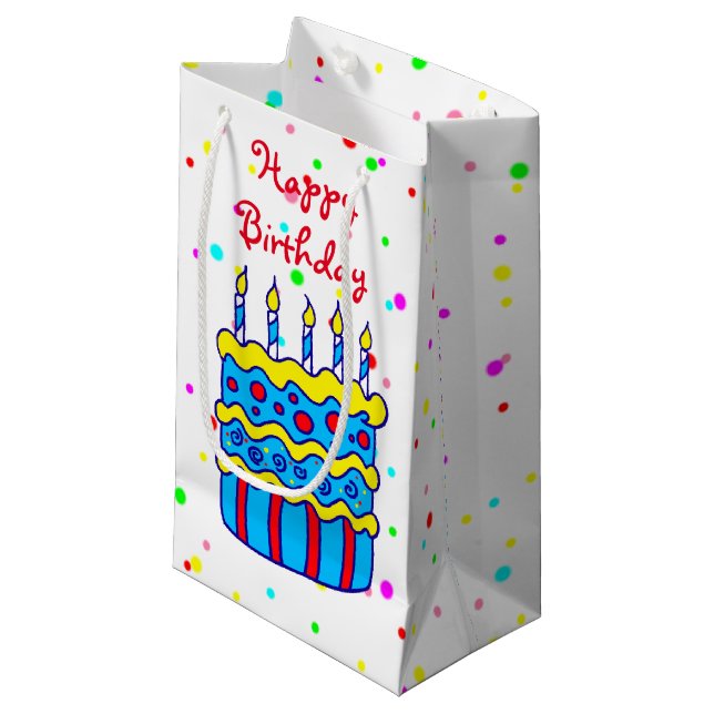 Pequeña Bolsa de regalo de Fiesta de pastel de cumpleaños (Angulo Anverso)