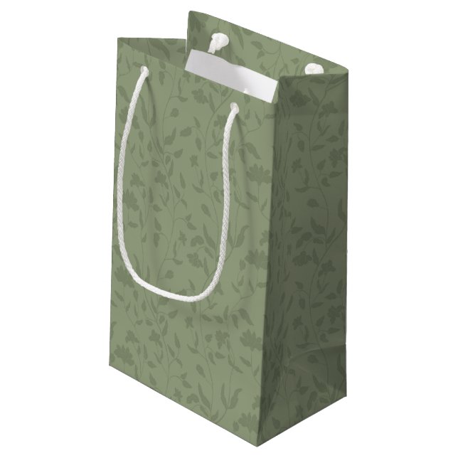 Pequeña Bolsa de regalo de Floral verde sabio (Angulo reverso)