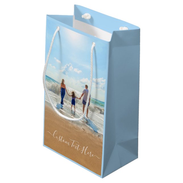 Pequeña Bolsa de regalo de foto personalizada con texto pe (Angulo reverso)