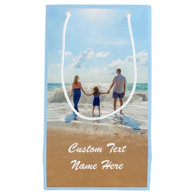 Pequeña Bolsa de regalo de foto personalizada con texto y  (Anverso)