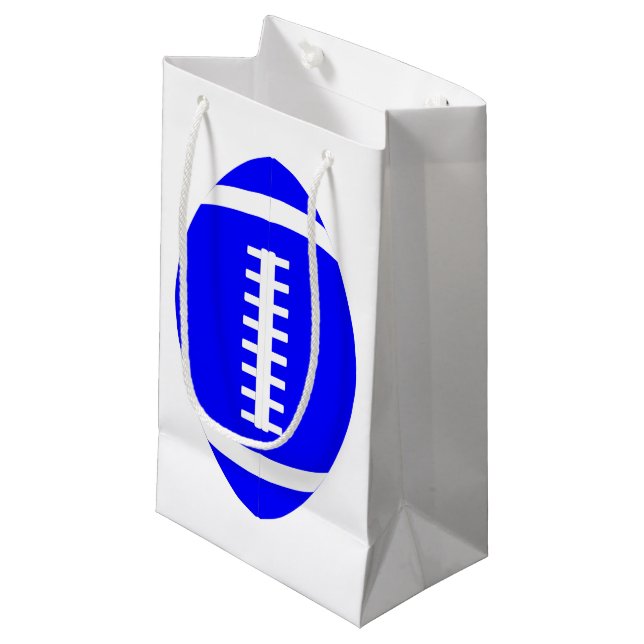 Pequeña Bolsa de regalo de fútbol azul vertical para jugad (Angulo Anverso)