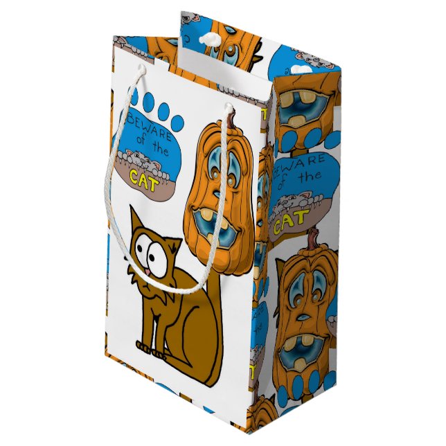 Pequeña Bolsa de regalo de Halloween feliz, gato (Angulo reverso)