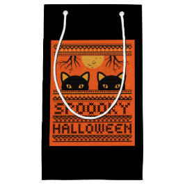 Pequeña Bolsa de regalo de Halloween, naranja de gatos neg
