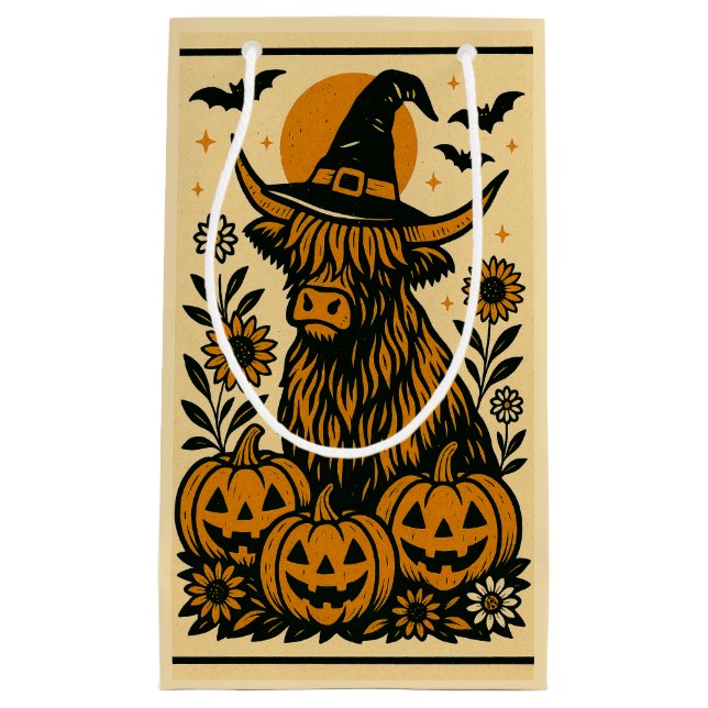 Pequeña Bolsa de regalo de Halloween para vacas de Highlan (Anverso)