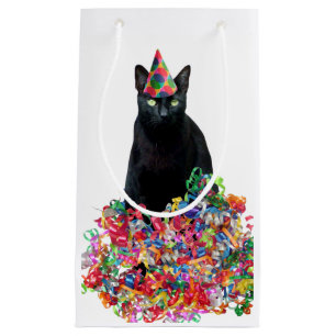 Pequeña Bolsa de regalo de las cintas de rizo de gato negr