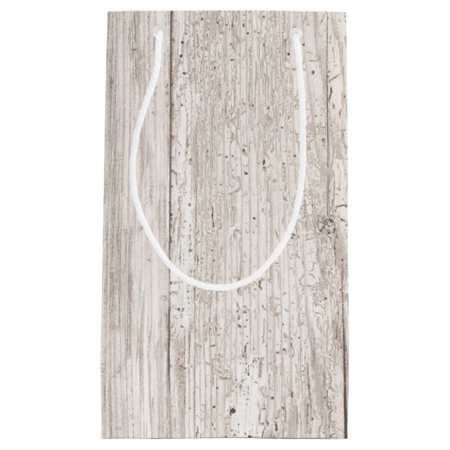 Pequeña Bolsa de regalo de madera maciza blanca falsa (Anverso)