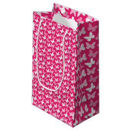 Pequeña Bolsa de regalo de mariposas rosa intenso, maripos