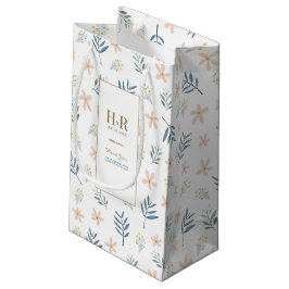 Pequeña Bolsa de regalo de monograma de boda con flores si