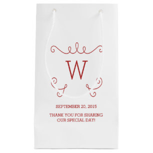 Pequeña Bolsa de regalo de Monograma de Flourish Rojo