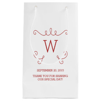 Pequeña Bolsa de regalo de Monograma de Flourish Rojo