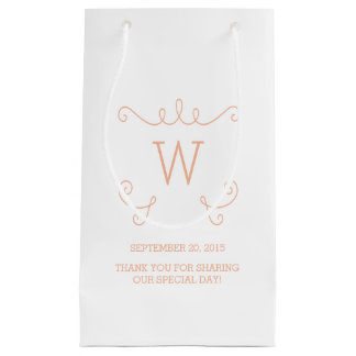 Pequeña Bolsa de regalo de Monograma de naranja Whimsical