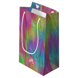 Pequeña Bolsa de regalo de monograma de vidrio arcoiris fu
