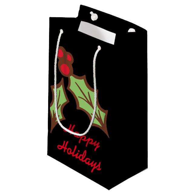 Pequeña Bolsa de regalo de Navidad de acebo (Angulo Anverso)