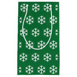 Pequeña Bolsa de regalo de Navidad verde copo de nieve