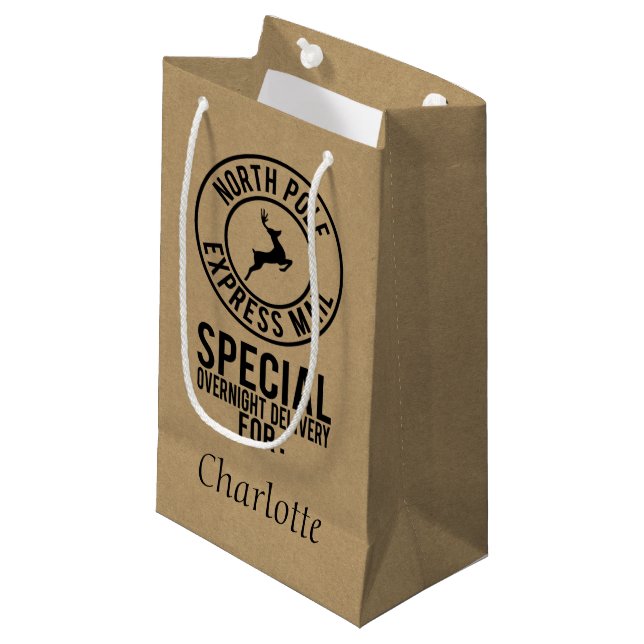 Pequeña Bolsa de regalo de nombre de entrega del polo nort (Angulo Anverso)