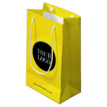 Bolsa de regalo de papel amarillo con logotipo per