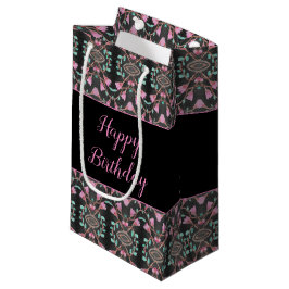 Pequeña Bolsa De Regalo De Papel Negro De Color Rosa Y Ver