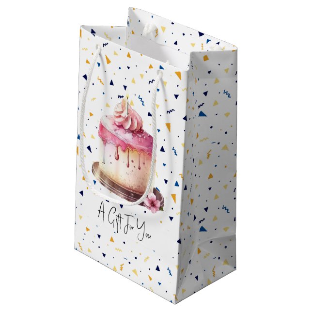 Pequeña Bolsa de regalo de pasteles y confetti (Angulo reverso)