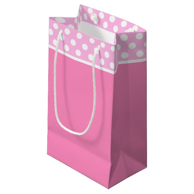 Pequeña Bolsa de regalo de puntos de polka rosa (Angulo Anverso)