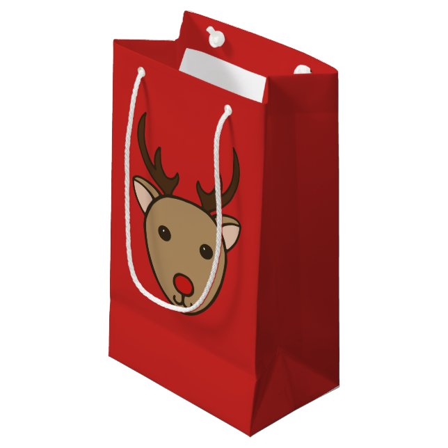 Pequeña Bolsa de regalo de reno de Navidad roja (Angulo Anverso)