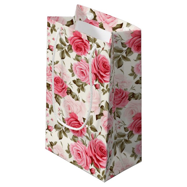 Pequeña Bolsa de regalo de rosas rosadas (Angulo Anverso)