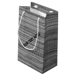 Pequeña Bolsa de regalo de tela de tela gris falsa con tex
