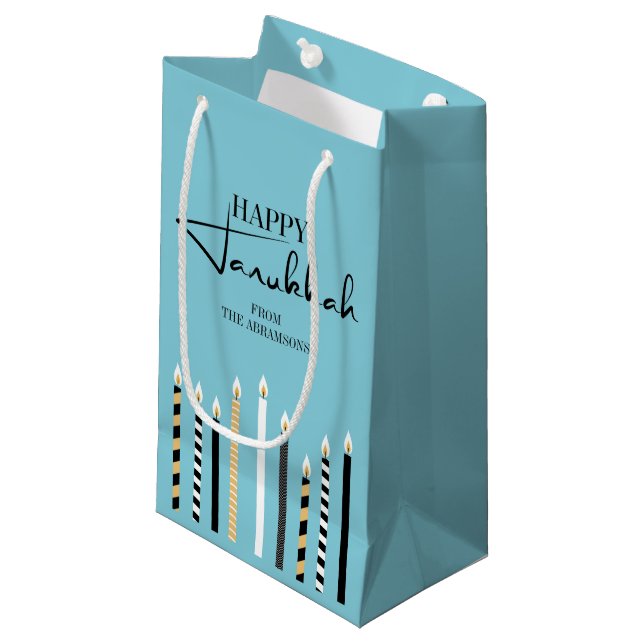 Pequeña Bolsa de regalo de vacaciones feliz Hanukkah Candl (Angulo Anverso)