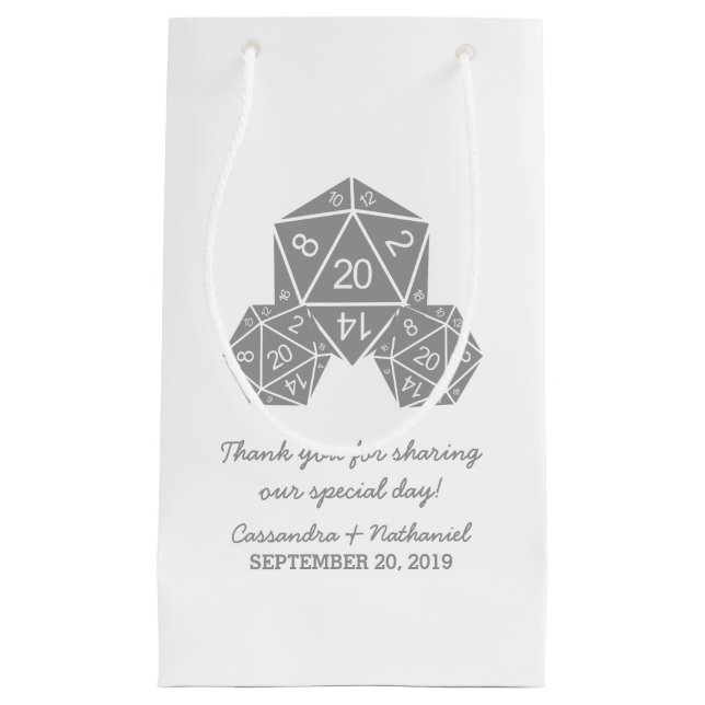Pequeña Bolsa de regalo del Boda de los dados de la D20 gr (Anverso)