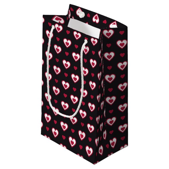 Pequeña Bolsa de regalo del patrón de doble corazón blanco (Angulo Anverso)