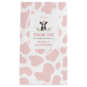 Pequeña Bolsa de regalo del patrón de vaca rosa