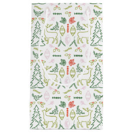 Pequeña Bolsa de regalo del patrón escandinavo rojo y verd