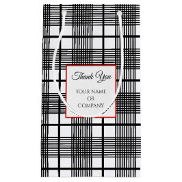 Pequeña Bolsa de regalo editable de cuadros Glen en blanco