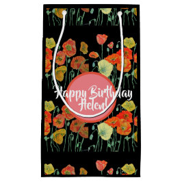 Pequeña Bolsa de regalo floral amapola naranja Flores de a