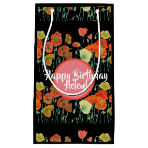 Pequeña Bolsa de regalo floral amapola naranja Flores de a