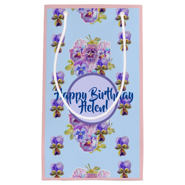 Pequeña Bolsa de regalo floral de flores Ditsy de punto az (Anverso)