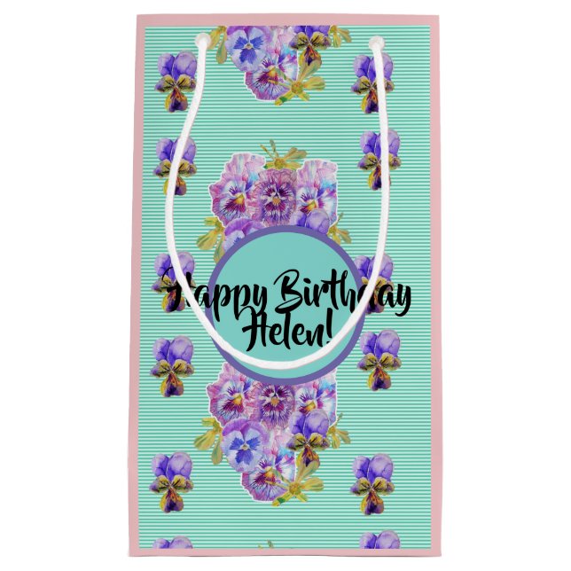 Pequeña Bolsa de regalo floral de flores turquesa aqua Sha (Anverso)