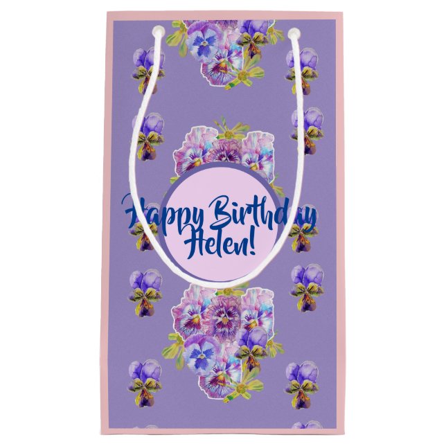 Pequeña Bolsa de regalo floral de pensamientos púrpura Chi (Anverso)