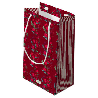 Pequeña Bolsa de regalo floral de Wassail roja profunda