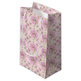 Pequeña Bolsa de regalo floral nostálgica rosa y verde